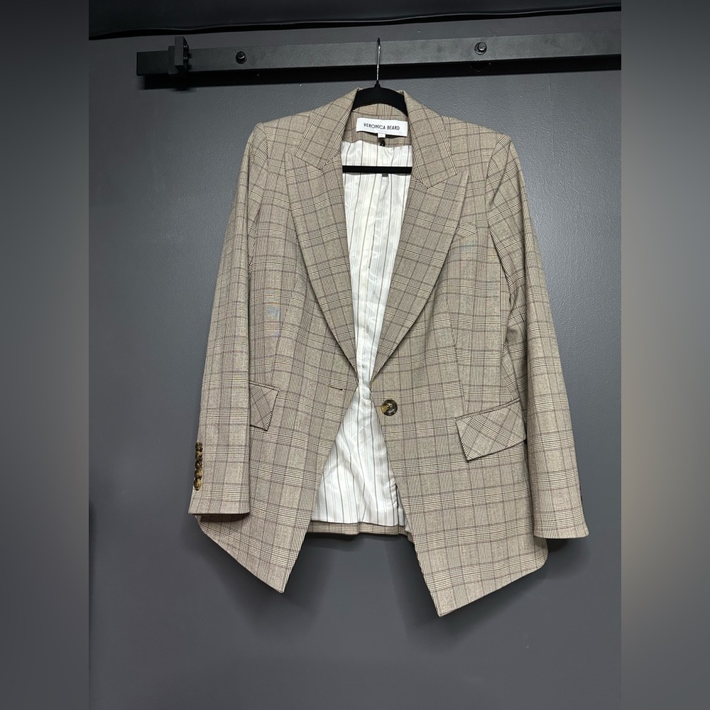 NWOT Veronica Beard Long and Lean Dickey Jacket Brown Multi Plaid 8 - Picture 3 of 6